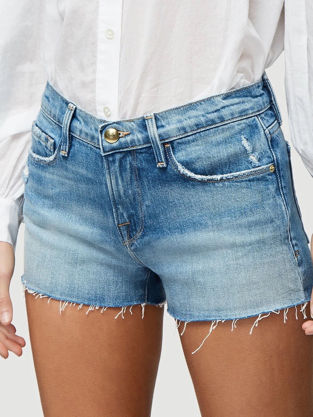 FRAME Le Cutoff Fray Hem Denim Shorts in Clintwood Size 24
